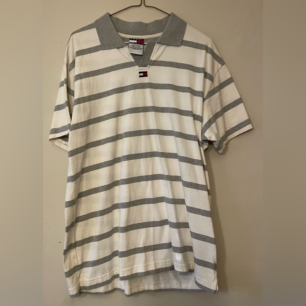 Tommy Hilfiger Men's White and Gray Polo Shirt